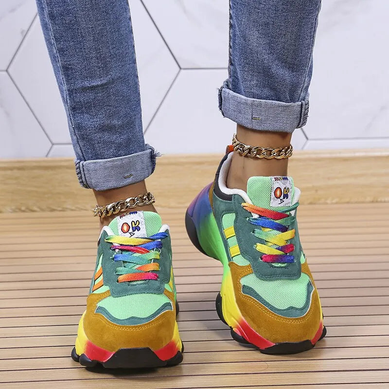 - SwiftStep Bequeme Regenbogen Turnschuhe