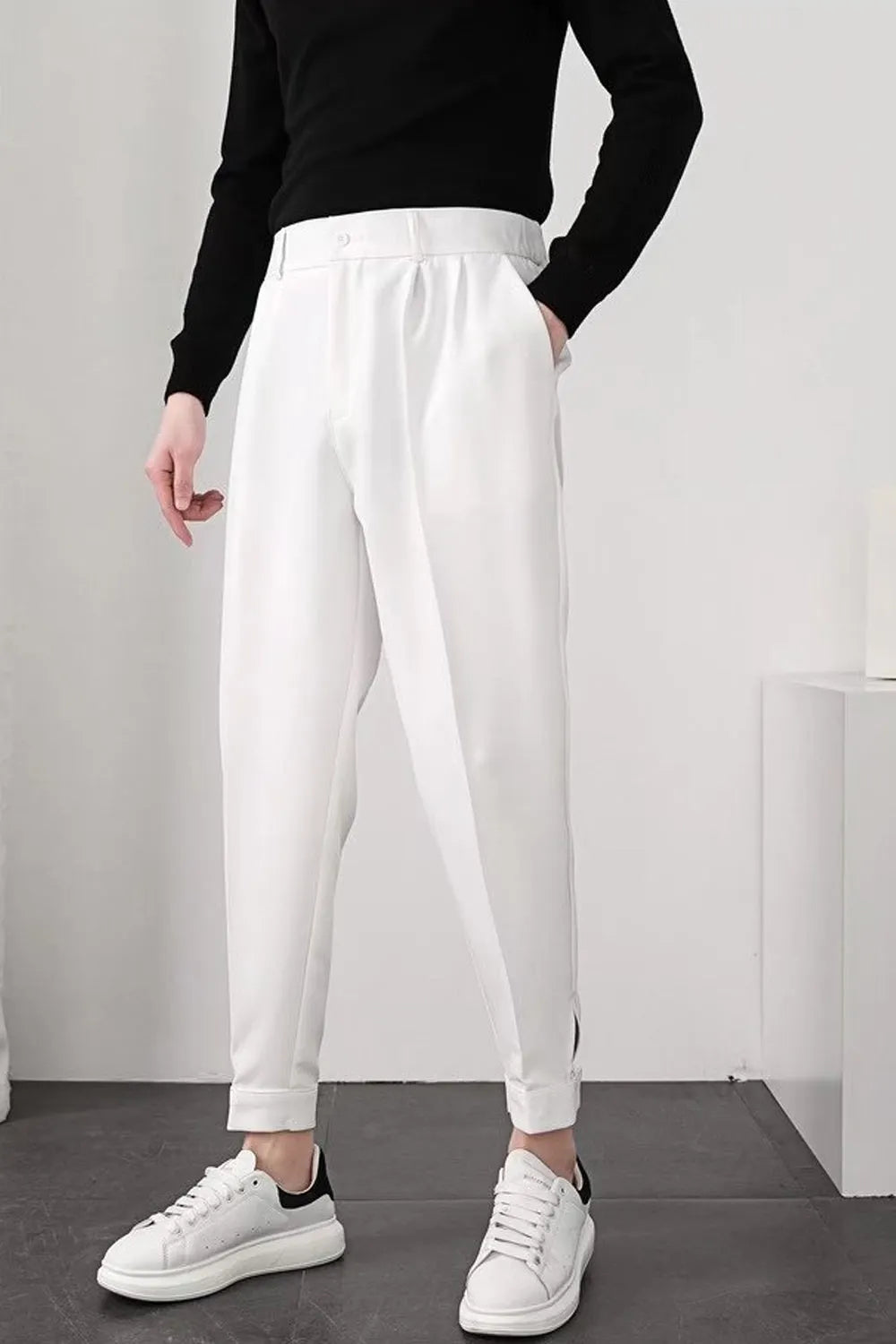 Herren Stoffhose mit hoher Taille