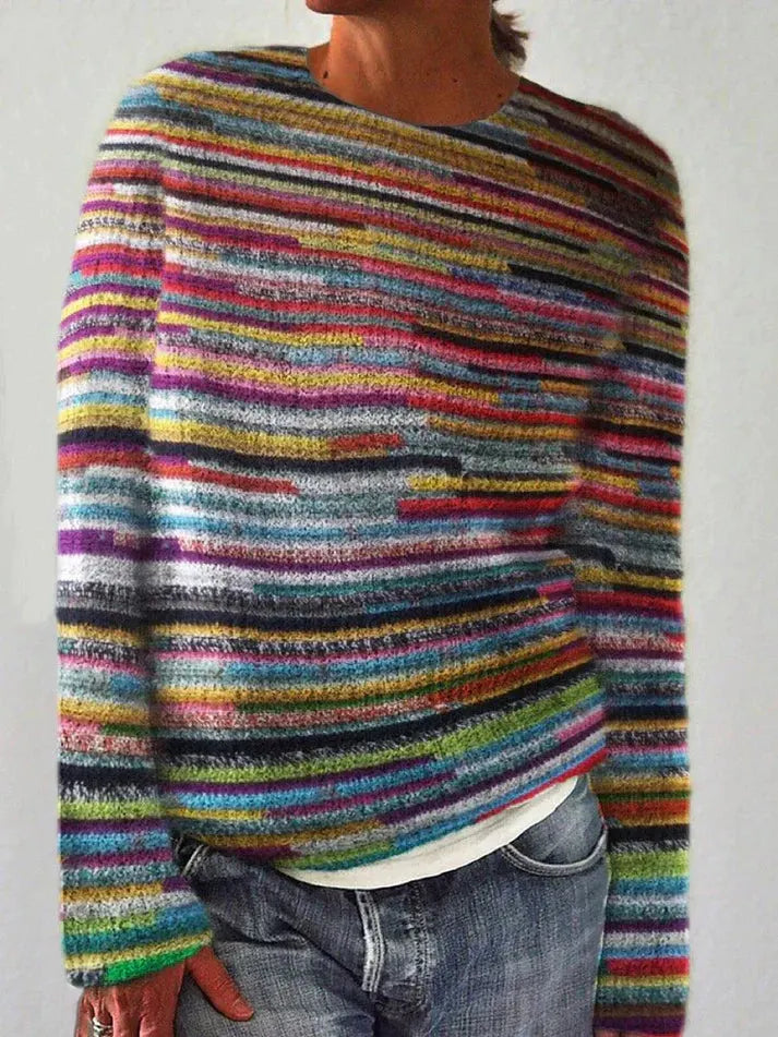 - Einzigartiger gestreifter Pullover mit langen Ärmeln