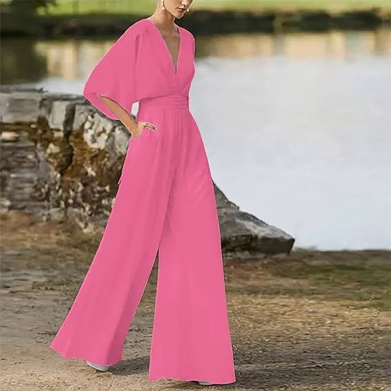 Eleganter Jumpsuit mit V-Ausschnitt