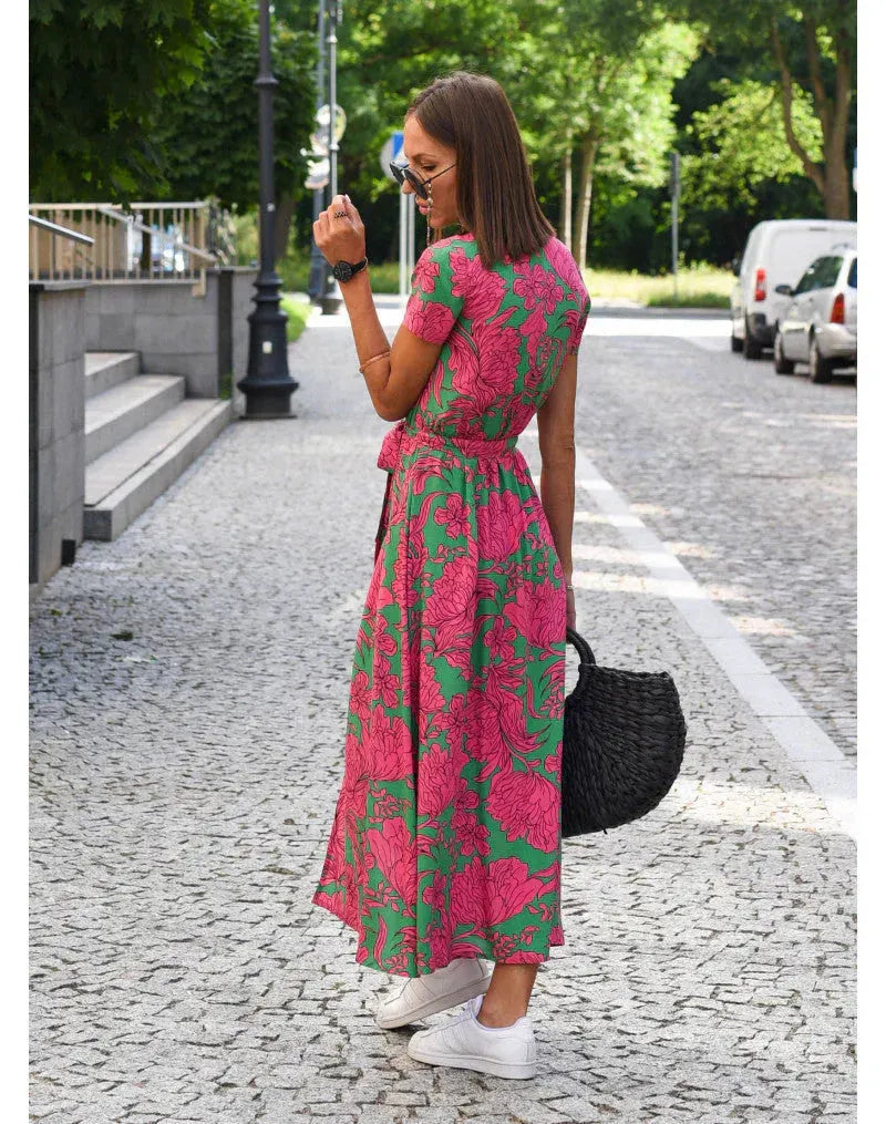 CLAIRE |  Sommerkleid mit V-Ausschnitt und Schleife