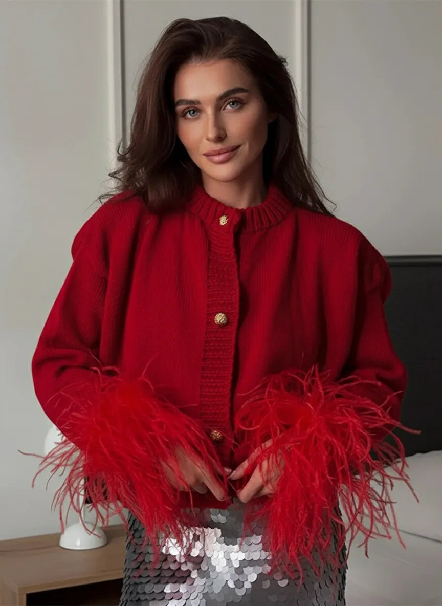Geraldina Feder-Cardigan Zeitlose Eleganz