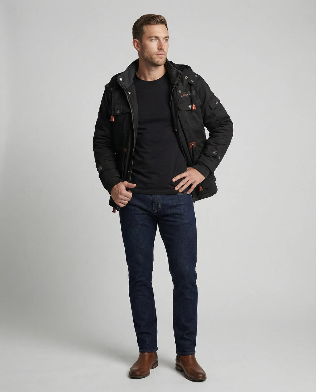 Herren Winterjacke aus Polyester mit Stilvollem Design & Wärmender Fütterung |