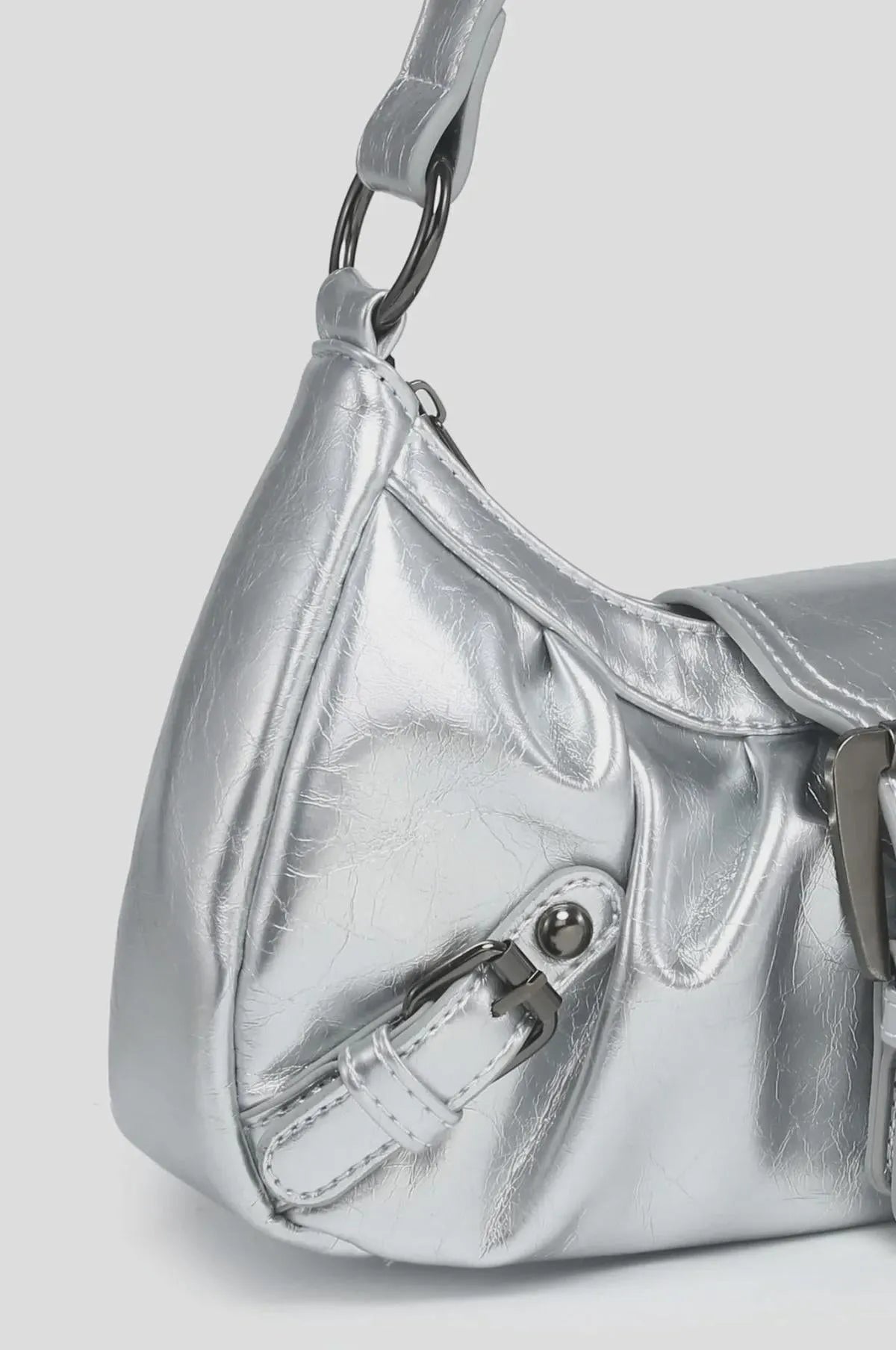 Dames Leren Schoudertas Met Gesp & Rits â€“ Stijlvol, Compact & Altijd On-Trend
