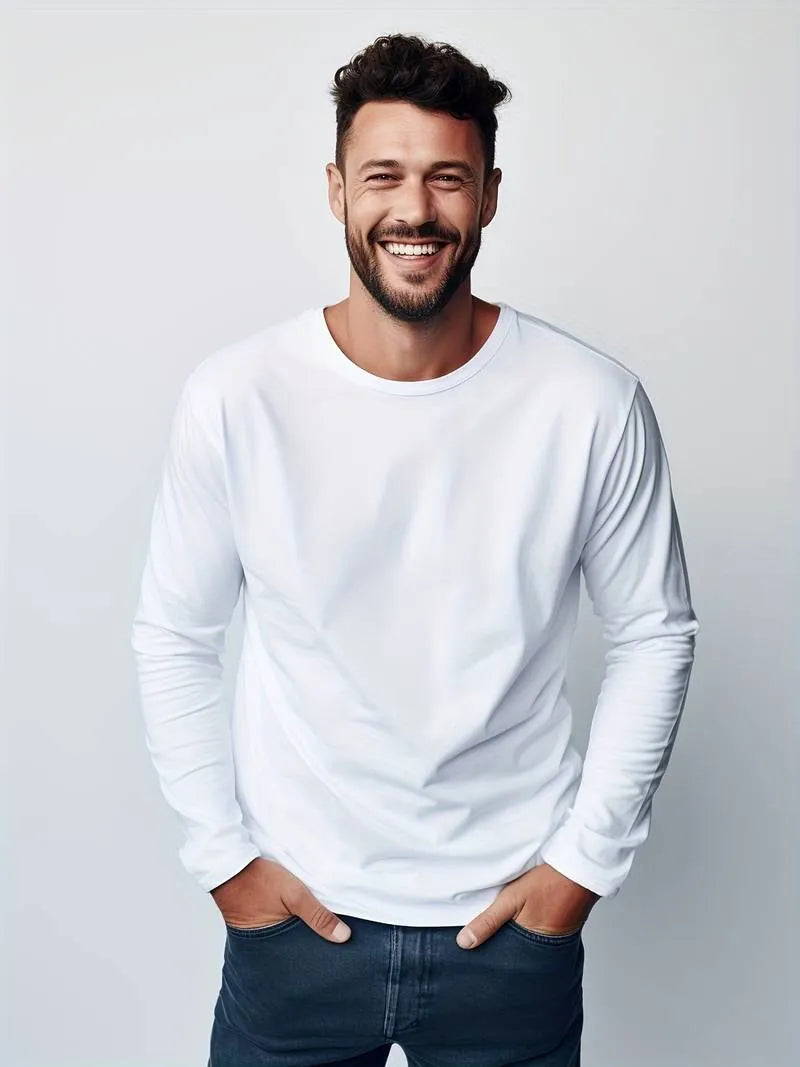 Herren Langarm T-Shirt Einfaches Design Pullover FÃ¼r MÃ¤nner