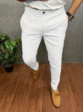 Herren WeiÃŸe Chino Stoffhose Stretch