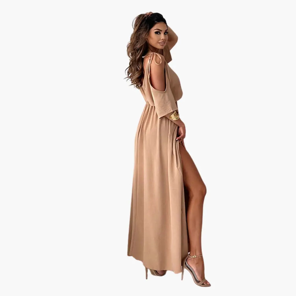 Womenâ€™s Maxi Dress with Cold-Shoulder Detail and Side Split