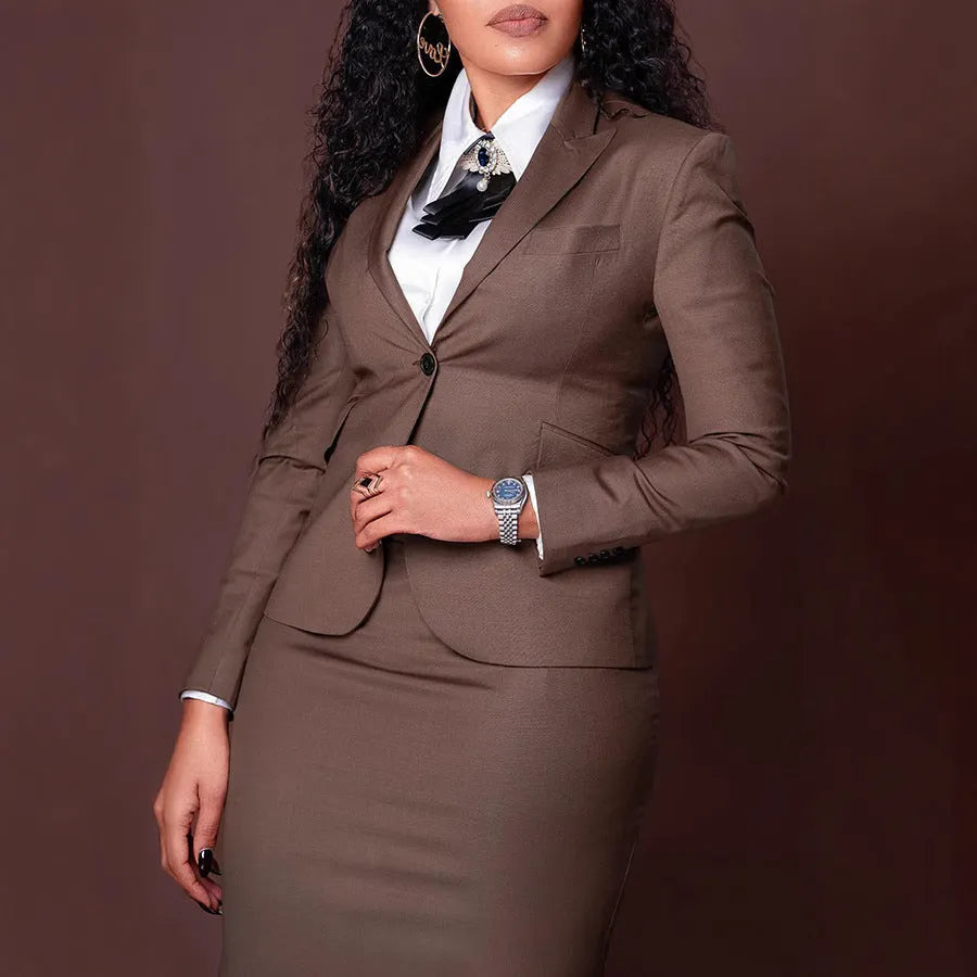 Damen elegantes Blazer-und Rock-Set mit figurbetonter Silhouette