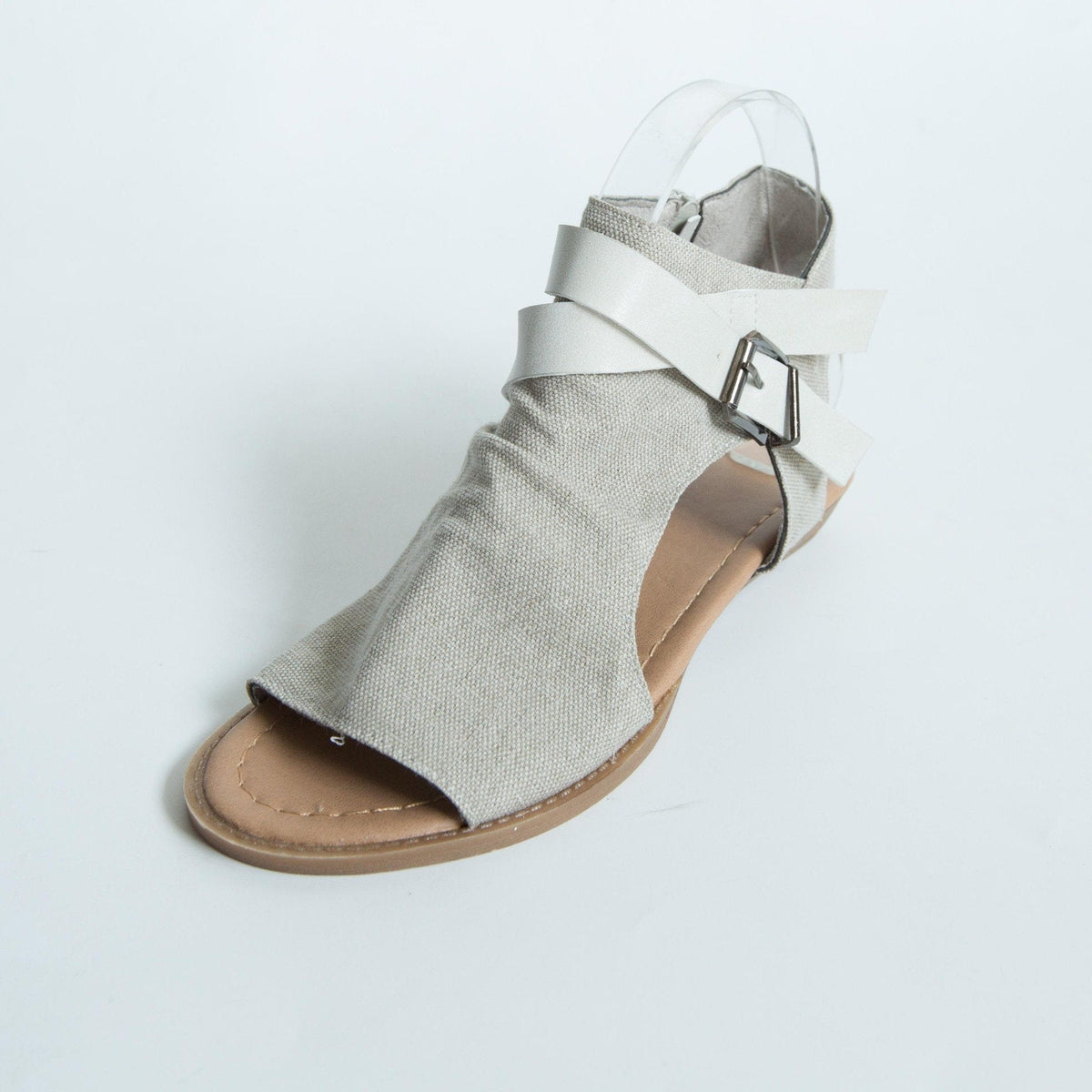 Beach Open Toe Flat Solid Color Side Zipper Sandals