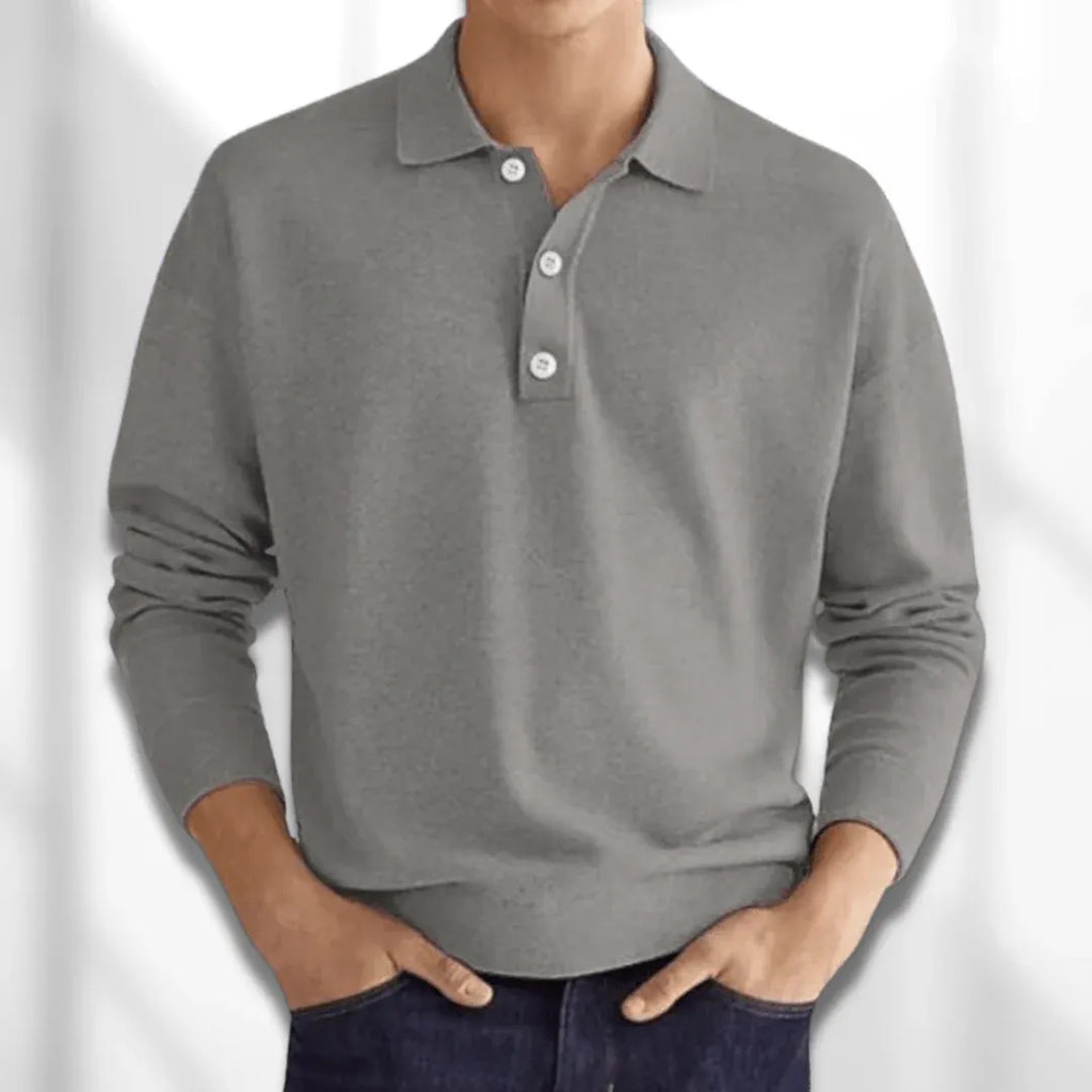 Herren Langarm Poloshirt Schwarz