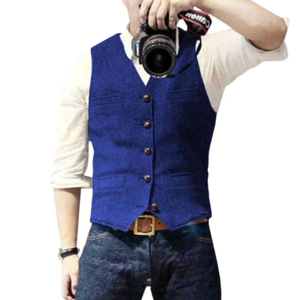 Stilvolle Herren Weste Im Denim Look