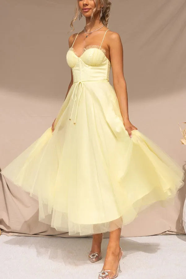 Moxi| Tulle Corset Dress with Spaghetti Straps