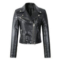 - Revers Reißverschluss Slim Fit Lederjacke