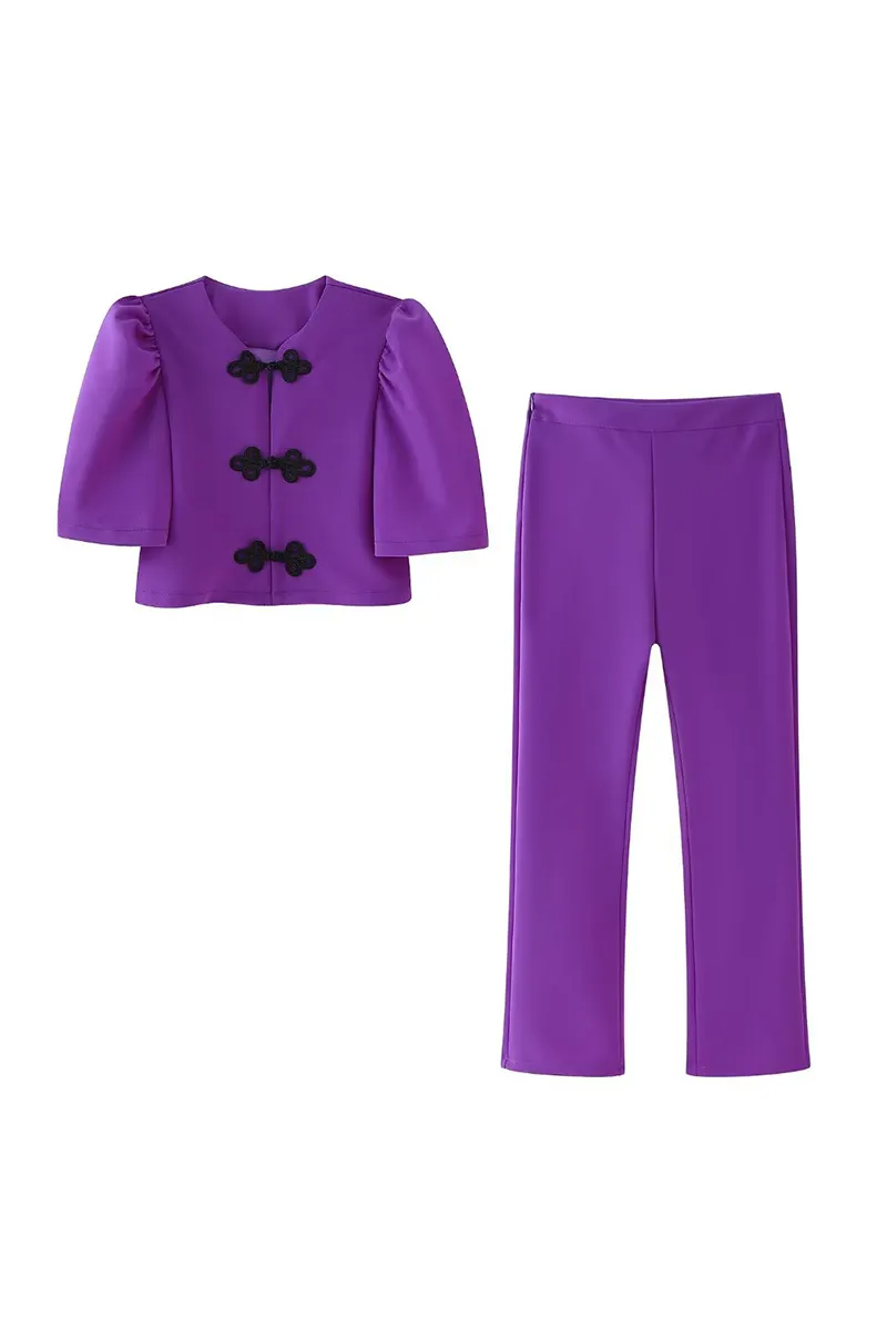 Casual Street Solid Color Buttons Ruched O Neck Half Sleeve Two Pieces(3 Colors)