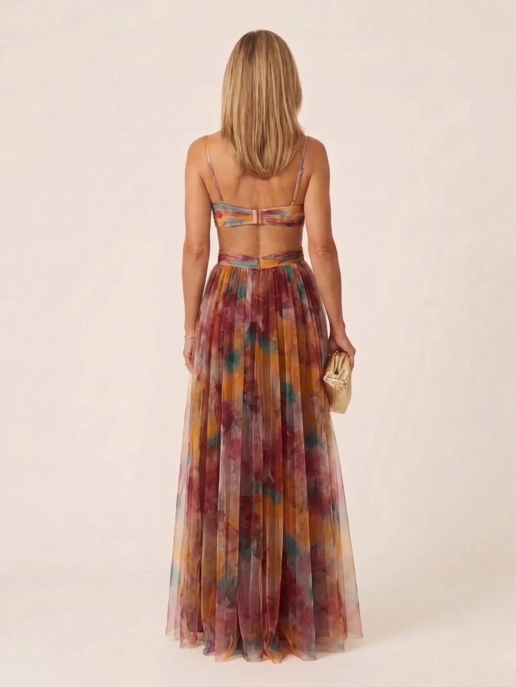 Thalira | Sleeveless V Neck Pleated Maxi Dress