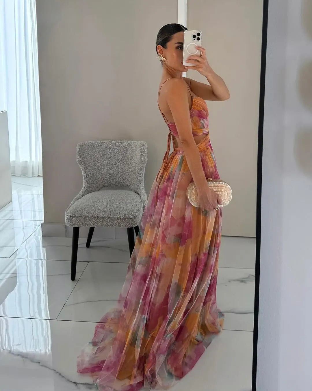 Elegante Maxikleid Im SchÃ¶nem Blumenmuster