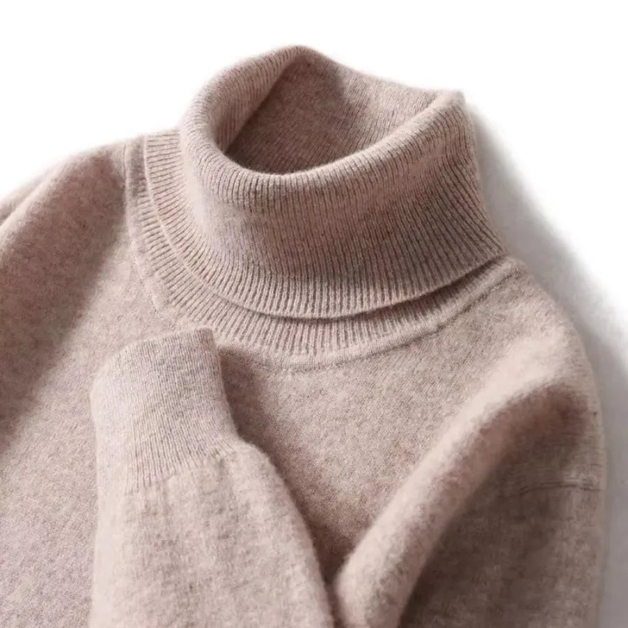 Herren Wollpullover Mit Rollkragen Und Schlankem Design