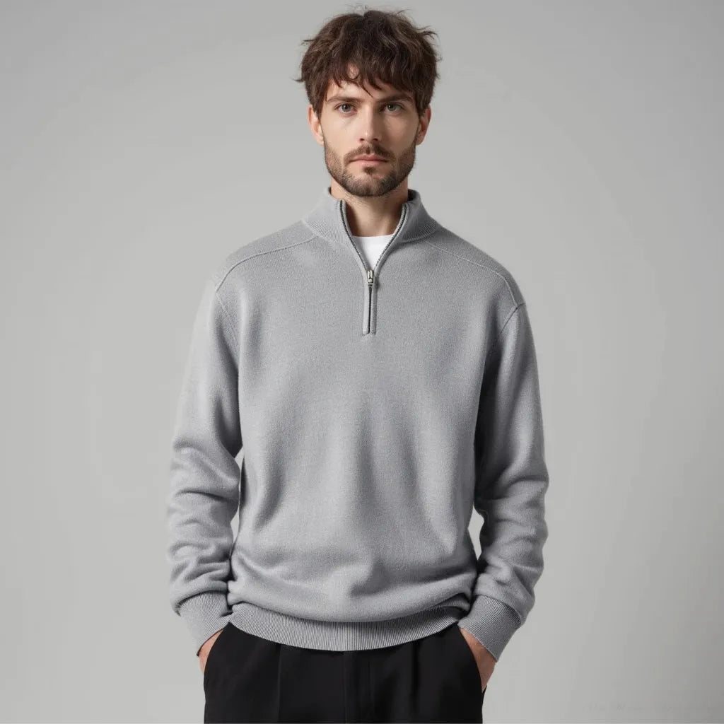 Wollpullover Mit Halblangem ReiÃŸverschluss FÃ¼r Herren Warm Elegant