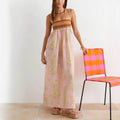 Fließendes Maxi-Kleid mit Webdetails