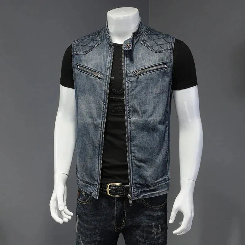 Retro Herren Distressed Jeansjacke