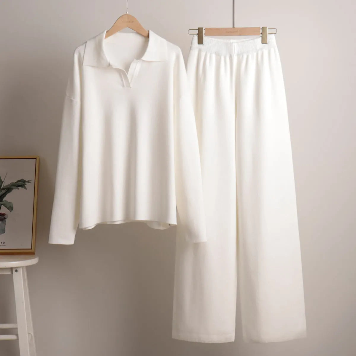 Sandy | Lounge Set with Wide Pants and Polo Sweater
