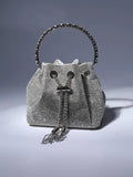 MATTEA | Luxe Bucket Bag Voor Dames met Kristallen – Zilverkleurig Statement Accessoire