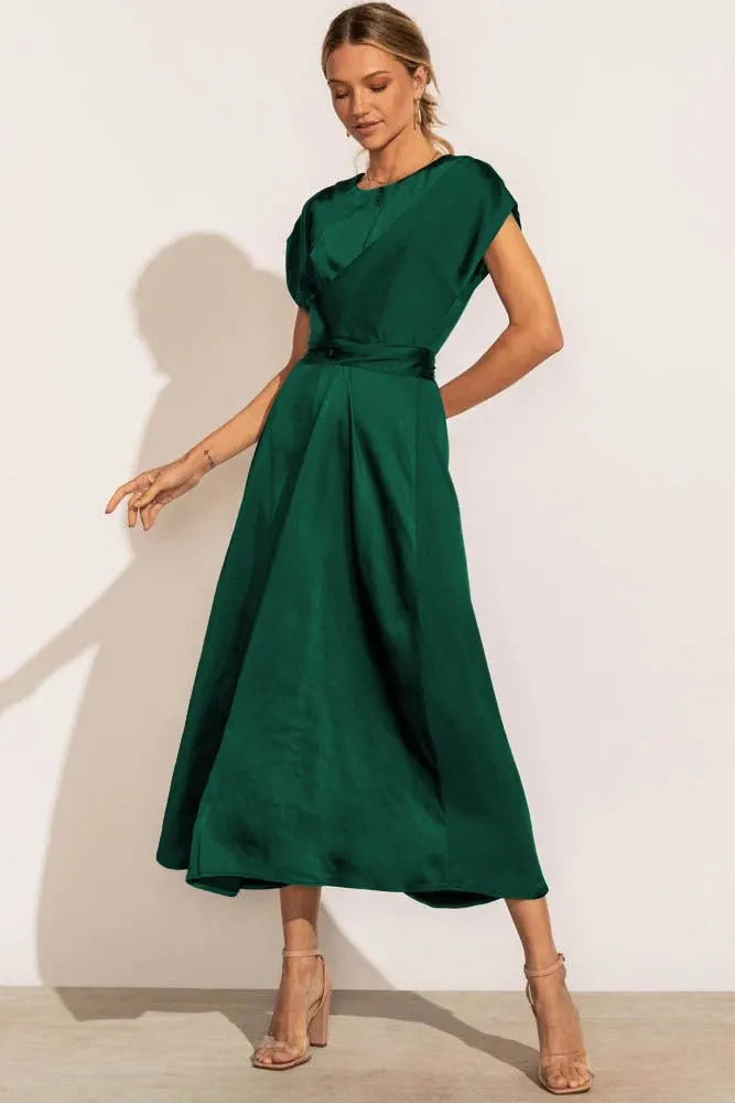 Adelaida | Elegant Satin Midi Dress