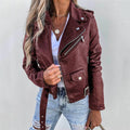 BEAUDINE | Stoere Leren Dames Jas Met Gesp & Rits Details