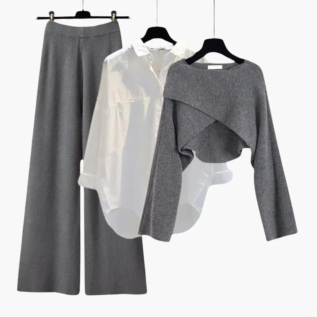 Womenâ€™s three-piece set with jacket and trousers