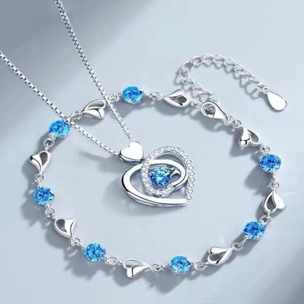 - Elegantes Herz Schmuckset 925 Sterling Silber