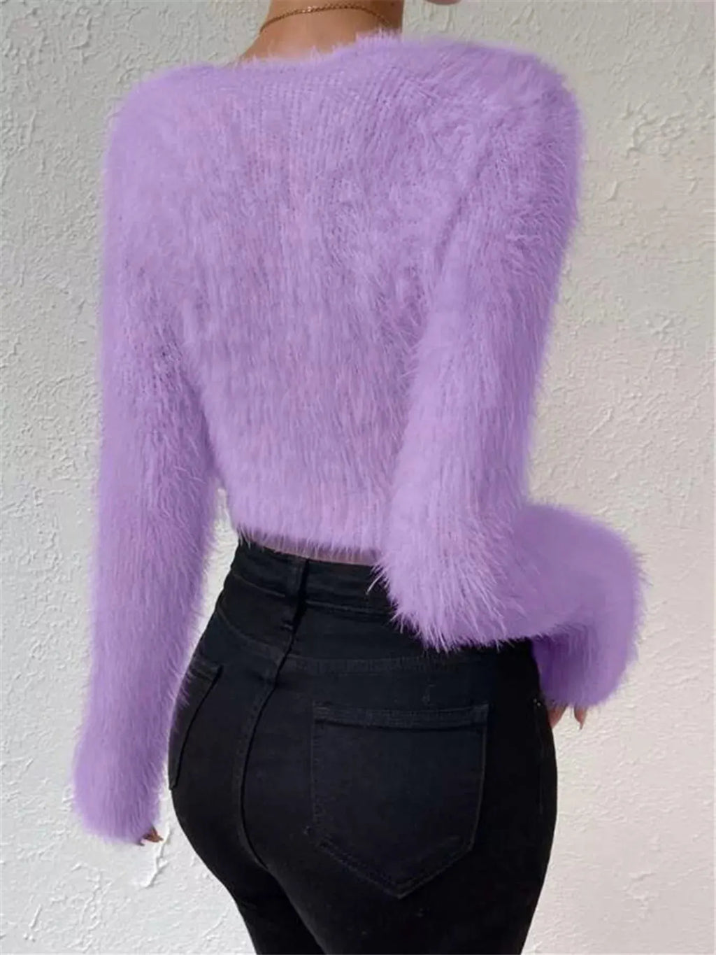 Fluffy Knit V-Neck Sweater