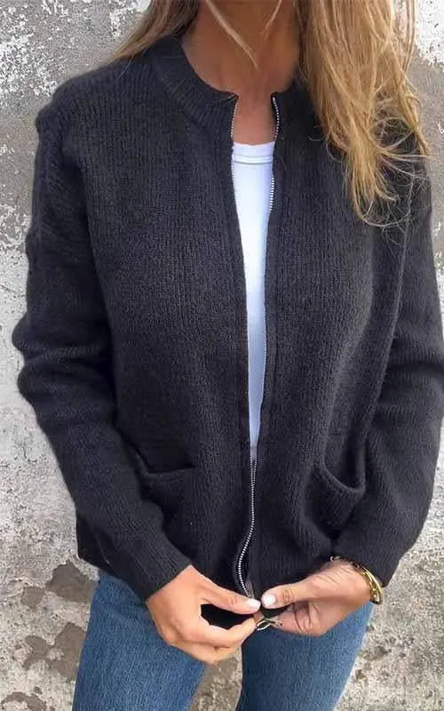Odile - Strikket bomuldsjakke med lynlås