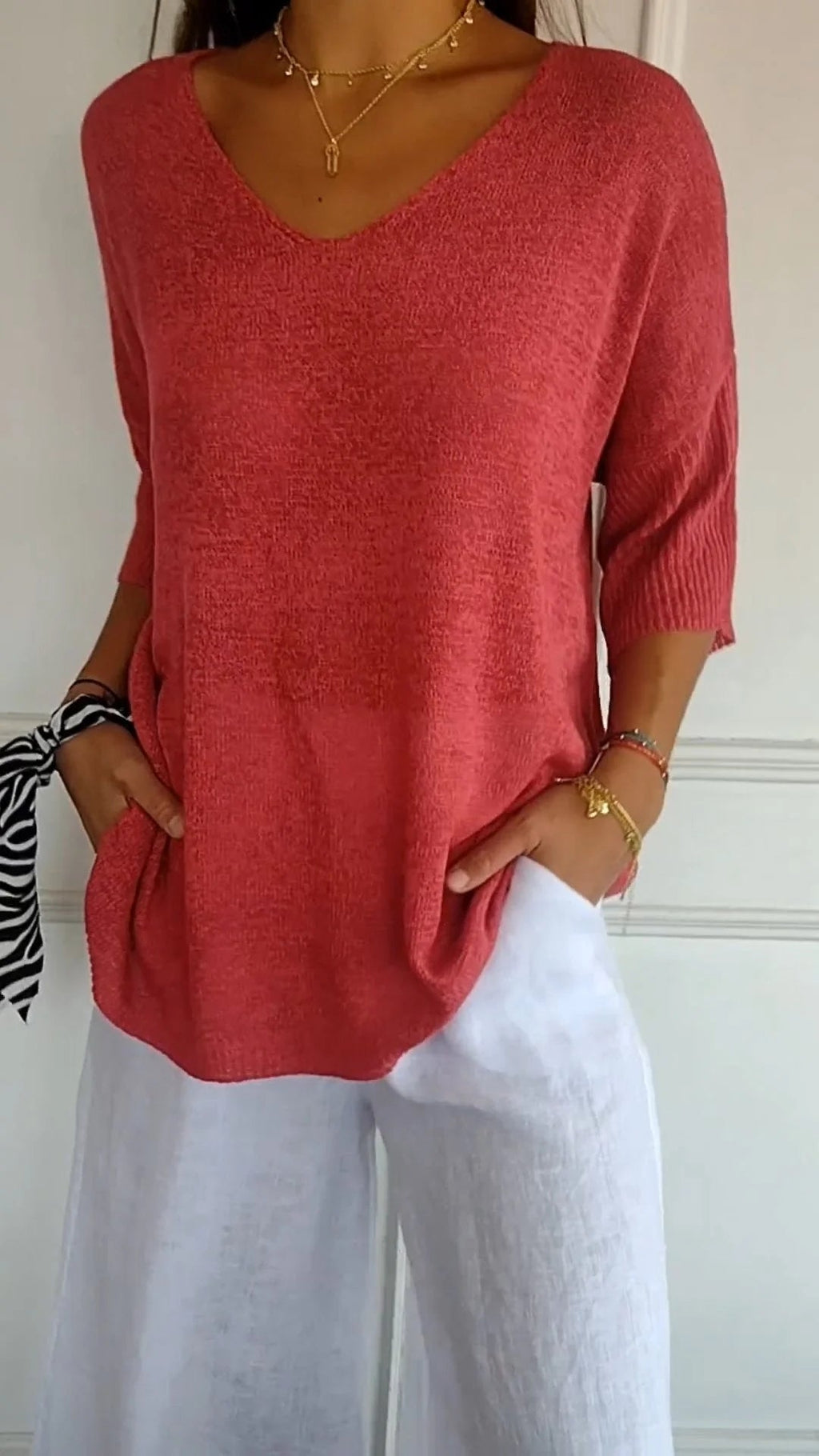 Strickoberteil mit V-Ausschnitt