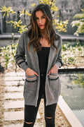 Pocket Stitching Long Sleeve Tassel Cardigan Sweater
