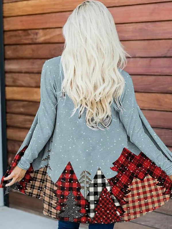 Women's Snowy Christmas Tree Forest Print Top