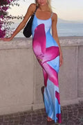 Scoop Neck Floral Print Maxi Cami Vacation Dress