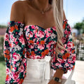 Sexy printed off-the-shoulder top