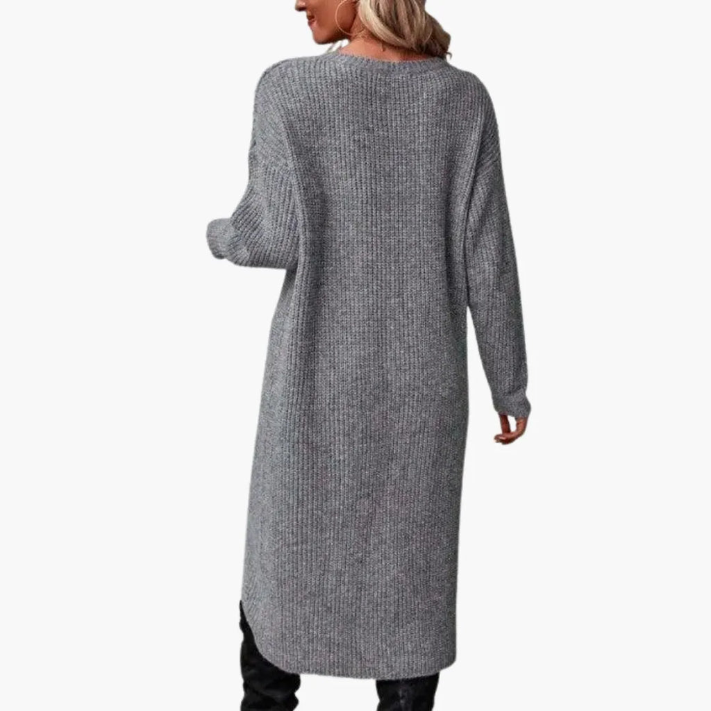 Womenâ€™s Sweater Dress with Long Sleeves and Asymmetrical Hem