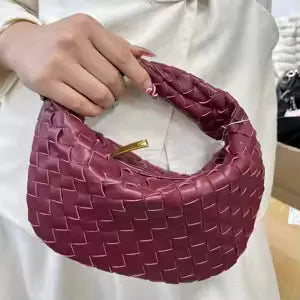 Luxe Bordeaux Women's Handbag with Woven Design