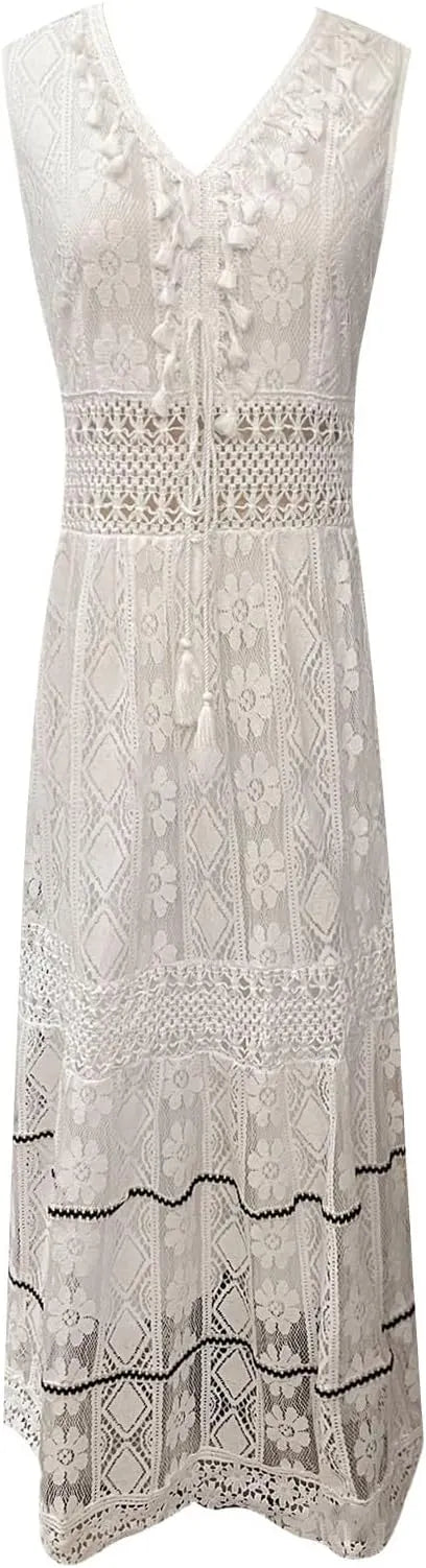 SolÃ©aâ„¢ â€“ Sommerliches Maxikleid im Boho-Stil mit Spitze & Schlitz
