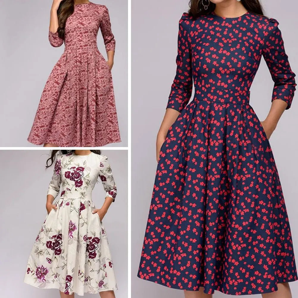 - Retrozo edles, mittellanges Kleid