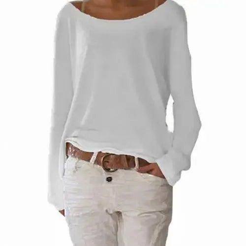 Damen Strick-Langarmshirt mit lockerem Schnitt und Rundhalsausschnitt