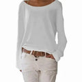 Damen Strick-Langarmshirt mit lockerem Schnitt und Rundhalsausschnitt