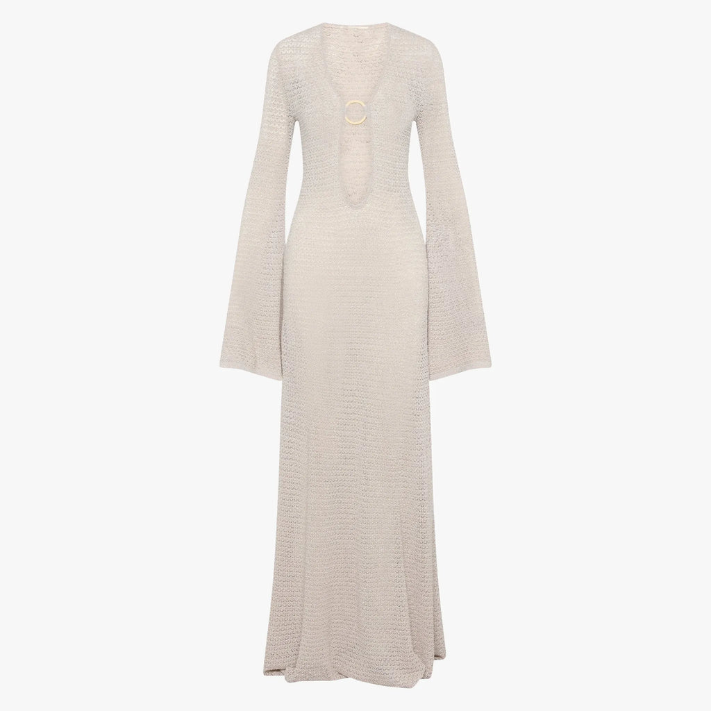 Elegantes Maxi-Strickkleid mit Schlitz