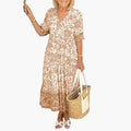 Womenâs Midi Dress with V-Neck and Tiered Hem