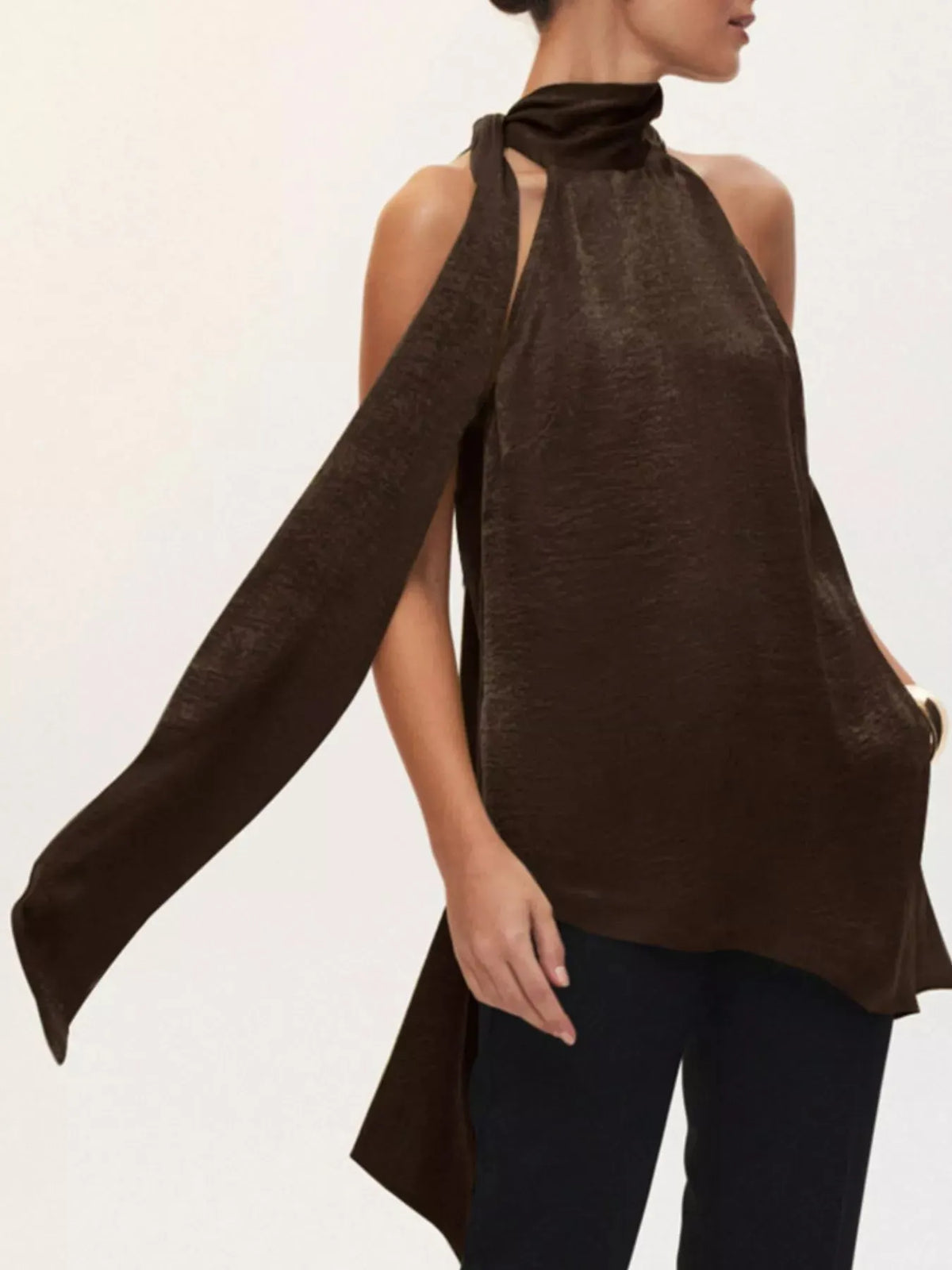 Elegant Halter Neck Asymmetrical Sleeveless Top