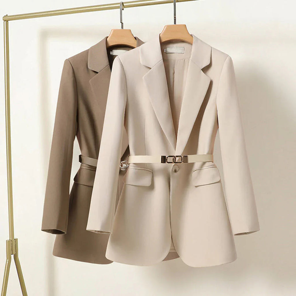 ELENA | Elegante Lange Dames Blazer Met Riem â€“ Vrouwelijk, Gekleed & Tijdloos Mooi