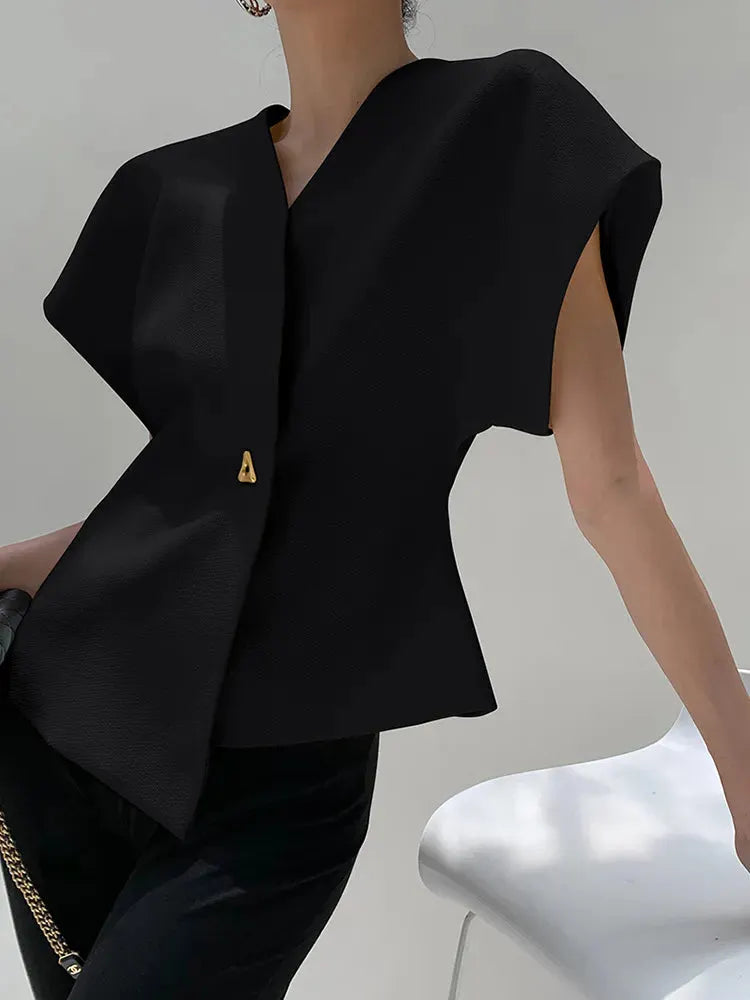 MILOU | Gestructureerde Blazer Top Voor Dames Met Reverskraag En Knoopsluiting – Modern, Verfijnd, Professioneel