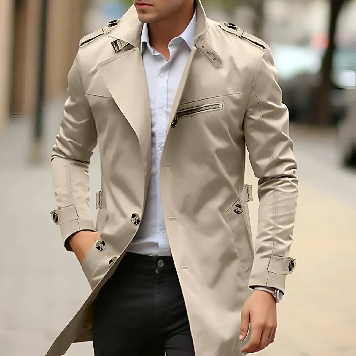 Stilvoller Lässig Trenchcoat Für Herren