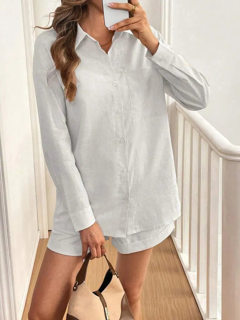 Conjunto Feminino Short e Blusa 100% AlgodÃ£o Jasmine Branco